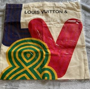 Canvas Pouch with Pink, Green, Yellow and Blue Graphic